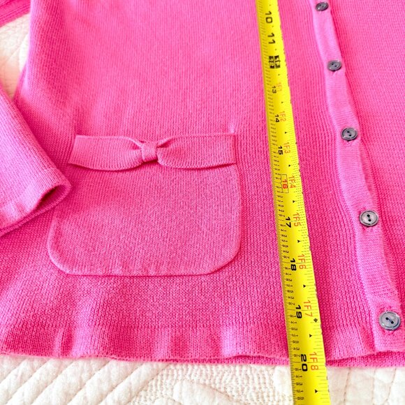 VTG Harold's Pink Bow Collared Twee Cotton Sweater Cardigan Size L - Picture 15 of 16
